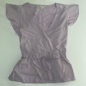 J. Crew Women's Lavender Wrap Top with Flutter shirt sleeves. Size 8.